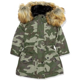 Urban Republic Baby Girls Heavyweight Ballistic Anorak Fur Jacket, Olive CAMO