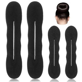 Pack of 4 Hair Bun Maker Upgraded Hair Holder Sponge Clip, Magic Hair Bun Maker, Hair Bun Maker, Hair Styling Doughnut Buns, 2 Large and 2 Small (Black)