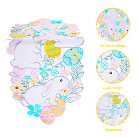 1 PCS Table Runner Cutwork Embroidered Floral, Easter Placemat Table Runner, for Spring Summer Holiday Home Kitchen Dining Decoration (13.7 ’’× 34.6 ’’)
