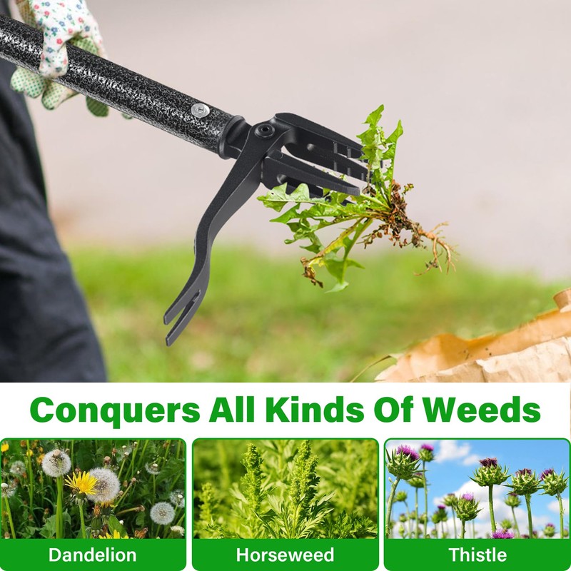 LLARGUEST Weed Puller Tool, 61" Stand Up Heavy Duty Gardening