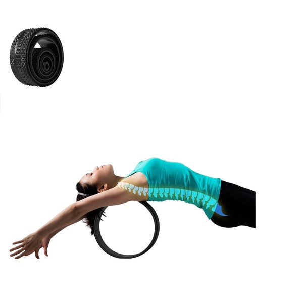 Foam Back Roller Wheel- Back Stretcher with Center Spine Cradle-