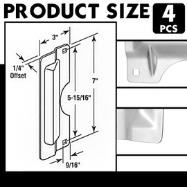 Landhoow 4 Pcs 3 x 7'' Door Latch Guard Plate Cover Stainless Steel Door Security Strike Latch Protector, Against Forced Entry Easy to Install for Home and Commercial (Reinforcement Ribs Style,Silver)