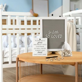 Chunful So Little So Loved Wooden Goose Token Frame, 1 Goose Baby Shower Frame Guestbook, Gender-Neutral Pregnancy Keepsake with 65 Signature Tokens and Pen, Gray and White