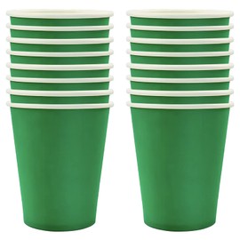 250 ml Green Paper Party Cups, Pack of 16 Green Paper Cups, Drinking Cups, Wedding Disposable Cups for Wedding, Children DIY, Party Supplies, Tea, Hot and Cold Drinks Disposable Coffee Cups
