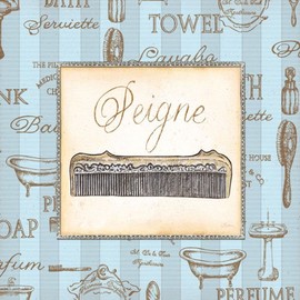 WallsThatSpeak 4 French Powder Room Art Prints Women's Bath Decor, 8 by 8-Inch