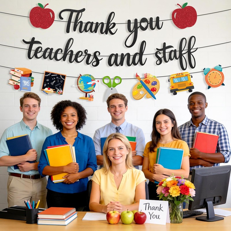 Pre-Strung Teacher Appreciation Decorations, NO-DIY Teacher Appreciation Banner, Thank You