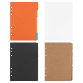 AUEAR, 4 Sets Paper Divider Index Page Tab Cards 4 Assorted Colors for 6-Holes Ring Binders Filofax Notebooks Travel Diary Journal Planner