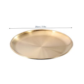 Xebslyti Round Stainless Steel Tray Dinner Dishes Plate Gold Decorative Plates Reusable Serving Tray for Home Kitchen Party (L 180ml)