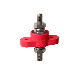 MGI SpeedWare 5/16" Feed-Thru Stud Junction Block Power Post for 12V 24V Automotive and Marine Battery Accessories Connections (Red)