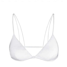 MsAnya Bralette for Women Girls Teens Triangle V Neck Bra A-B Cups Strappy Removable Training Bra Padded Wire Free(White, 34AB)