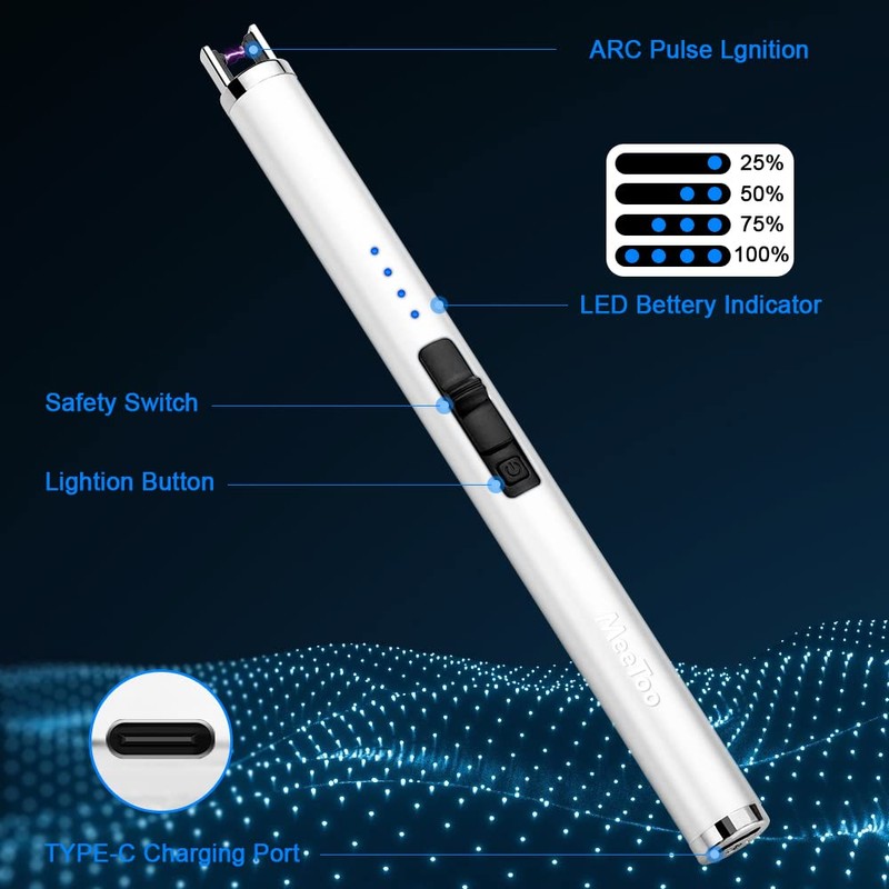 MeeToo Candle Lighter Electric Lighter Rechargeable USB Type-C Lighters for