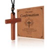 MILAKOO Prayer Blessing Wood Cross Pendant Necklace for First Communion