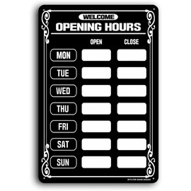 BTFLFDR Opening Hours Sign, Business Hours Sign, 8"x12" Aluminum Hours of Operation Signs for Business