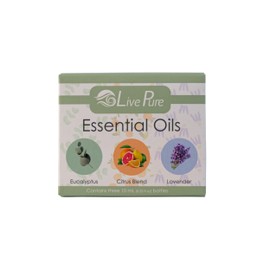 LivePure Essential Oils Variety 3 Pack - Eucalyptus, Citrus Blend, Lavender, 10ml