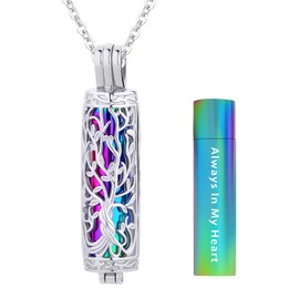 Cylinder Cremation Jewelry Tree of Life Urn Ashes Necklace for Women Men Vial Urn Necklaces for Ashes Loved One Memorial Jewelry