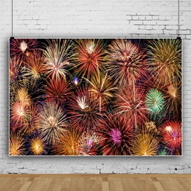 7x5ft Firework Backdrop Night Sky Fireworks Photography Background Christmas New Year Eve Party Festival Celebration Background Children Baby Adults Portraits Photo Shot Props
