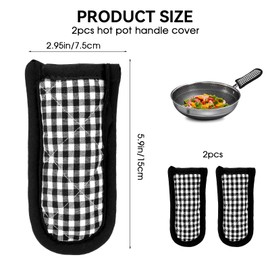 2PCS Hot Handle Covers Cast Iron Skillet Handle Covers Heat Resistant Hot Handle Holders Non-Slip Machine Washable Handle Mitts for Kitchen Baking Cooking BBQ Cookwares, Plaid
