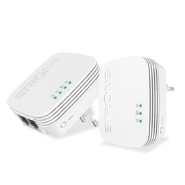 STRONG POWERLWF600DUOMINI AV600 Wireless Powerline Kit, WiFi N300, Ethernet Ports, Powerline WiFi Extender, UK Plug, Plug & Play