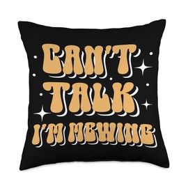 Can't Talk Im Mewing Trend Funny Meme Facial Tongue Posture Throw Pillow