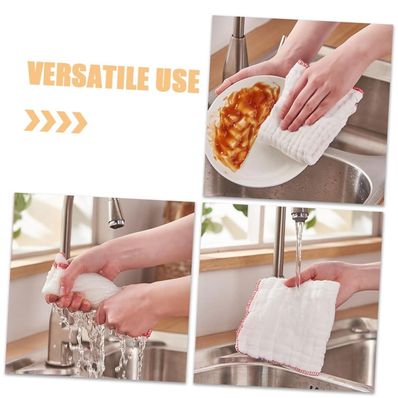 CHILDWEET 6Pcs Ultra Absorbent Cotton Kitchen Dishcloths Thick Cleaning Towels