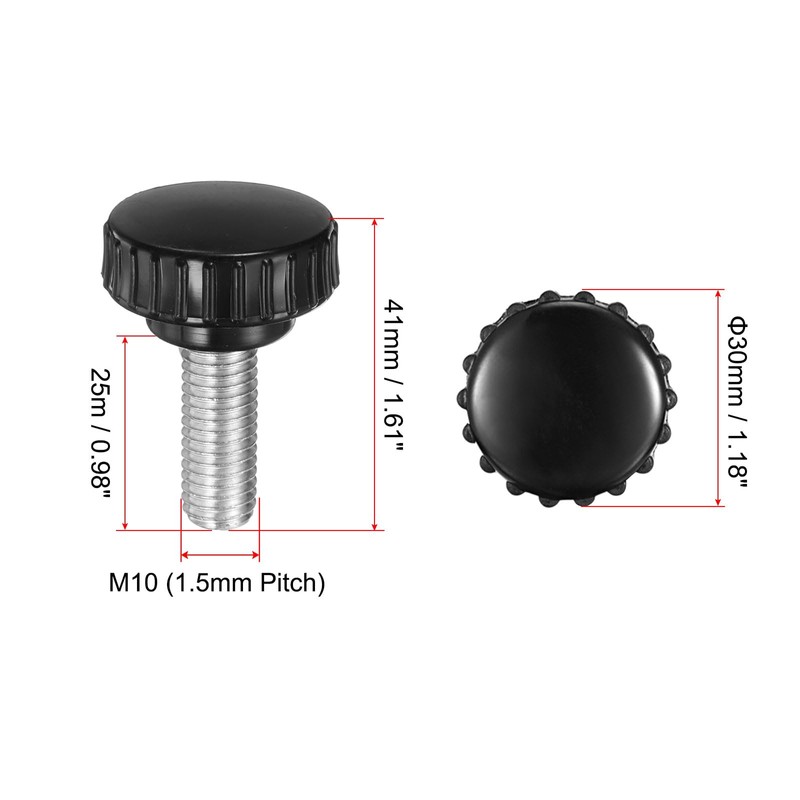 sourcing map 8pcs Knurled Clamping Knobs M10 x 25mm Metric