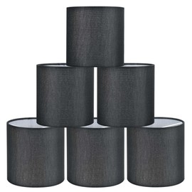 Lampwell Tina Black Clip-on Chandelier Lamp Shades Set of 6, 5"5"H5", Mini Linen Drum Shades, For Candle Bulb and Small General Bulb