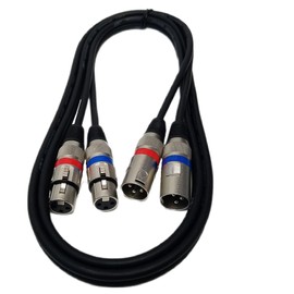 Audio2000'S ADC203S Professional 6-Foot Dual XLR Female (XLRF) to Dual XLR Male (XLRM) Balanced Audio/Recording/Microphone Cables, Black, REd, Blue