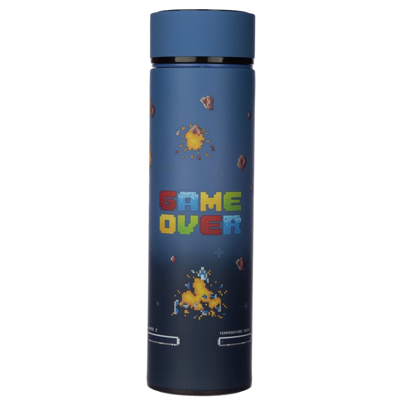 Puckator Game Over Stainless Steel Insulated Bottle with Digital Thermometer