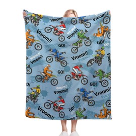 Dirt Bike Fall Blanket Gift for Lightweight Plush Comfy Sheet Super Soft Flannel Fleece Throw Blankets Perfect Home Decor for Bed Couch Chair Living Room 40"x50" for Kids