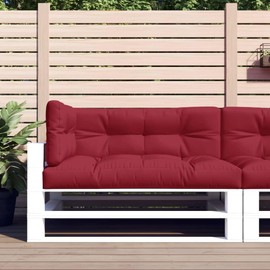 vidaXL Comfortable Fabric Pallet Cushions 3 pcs - Outdoor Seating Pads in Striking Wine Red Color, Fabric Upholstery, 47.2 x 31.5 x 4.7 Inches