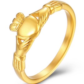 Jude Jewelers Stainless Steel Heart Claddagh Style Wedding Statement Promise Valentines Ring, Metal, Cubic Zirconia