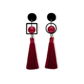 WEMSPF Red Tassel Earrings for Women, Chinese Dangle Drop Earrings with Gold Plated Alloy with Sterling Silver Posts, Boho Ethnic Statement Earrings, Gift for Birthday Christmas Party