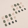 Green Press on Nails Short Coffin False Nail Glossy Square