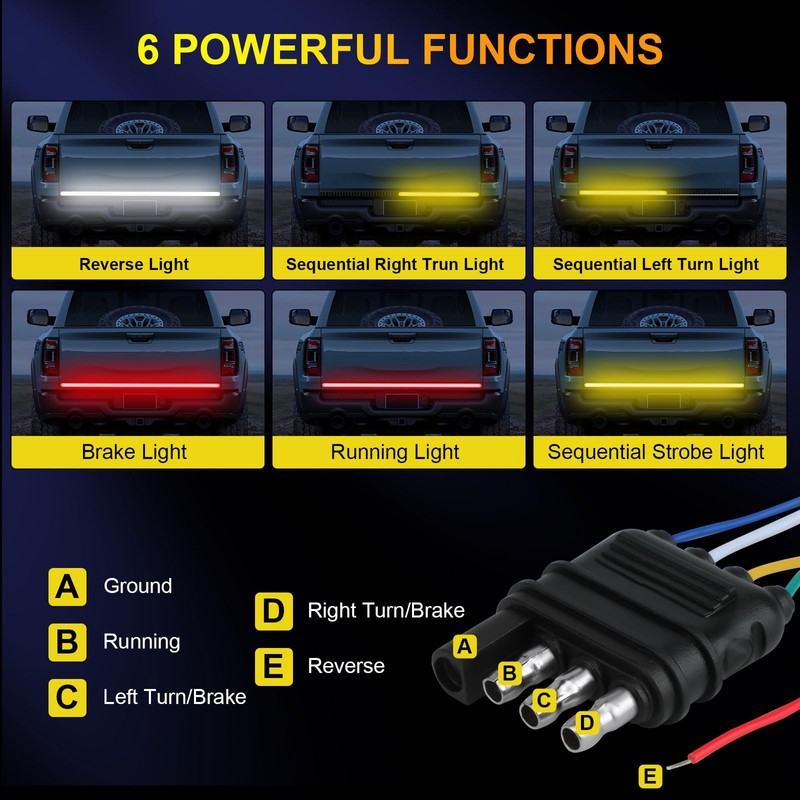 YUGUANG 60 Inch Truck Tailgate Light Bar, Triple Row LED