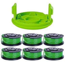 Greenworks 0.080" Single Line Auto-Feed String Trimmer Spools (6-Pack) + Replacement Spool Cover