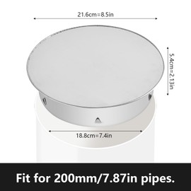 Chimney Hole Cover, Chimney Cover, Pipe Cover Cap, 200 mm Stainless Steel Chimney Pipe Cover, Chimney Cover, Stove Pipe Capsule, Wall Lining Cover, Stove Hole Lid