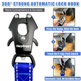 Strong Heavy Duty Dog Leash - 6ft Reflective Nylon Training Leash with Soft Padded Double Handle & Auto Lock Frog Clip, Safety Traffic Control for Large Medium Small Dog No Pull Walking (DarkBlue,6ft)