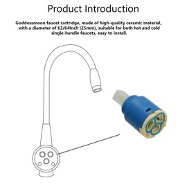 Goddessmoon Faucet Cartridge Replacement Parts for Single Handle Faucet Valve, Diameter 63/64 Inch(25mm) Ceramic Cartridge, Compatible with Kohler&Pfister&Avalon/Treviso etc, WC Repair Parts