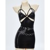 MEOWCOS Women's Cocktail Dress Set Gothic Punk Halter Backless Dress