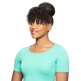 Alicia Beauty Foxy Silver Collections, Fusion High Heat Synthetic, 2 in I Dome with Bang Short Curly Style Hair Piece Drawstring, Instant accessories - DUET 7 (27/613)