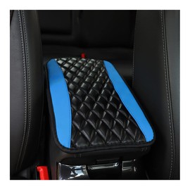 Ziciner Leather Car Center Console Armrest Pad, PU Waterproof Auto Seat Box Cover Protector, Hand Rest Cushion Protection Pad, Vehicles Interior Accessories Universal for Car,SUV (Blue)