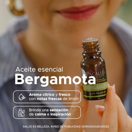 Aceite Escencial de Bergamota 100% Puro | Citrus bergamia | 10 ml | Aromaterapia y uso Cosmético con Dilución | PACALLI