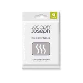 Joseph Joseph Intelligent Waste Activated Carbon Odor Filter Refills for Food Waste Caddy Kitchen Bin - Pack of 6
