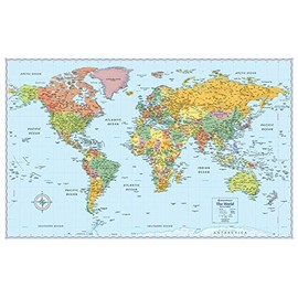 Signature World Wall Map – Paper Rolled (Blue)