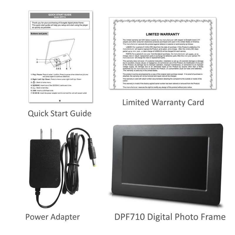 Sungale DPF710 7" Digital Photo Frame with Ultra Slim Design;