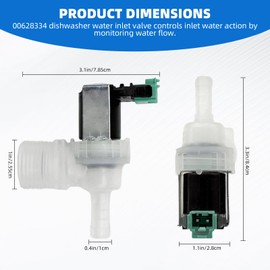 10023852 OEM genuine dishwasher inlet valve replacement part compatible with Bosch Thermadore dishwasher warm water inlet valve 00628334 9000655808 AP5691117 PS8729241 AP7193108 etc.