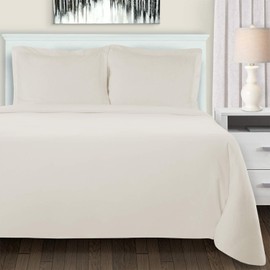 SUPERIOR Extra Soft Reversible Duvet Cover Set, Ivory Solid, Full/Queen