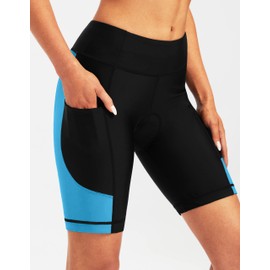 Bikewa Women's 4D Padded Bike Shorts Cycling Riding Road Biking Bicycle Cycle Shorts for Women Zipper Pockets