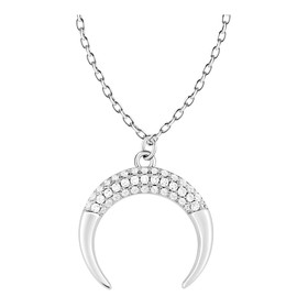 Sofia Milani - Women's Necklace 925 Silver with Zirconia Stones - Moon Pendant - 50225