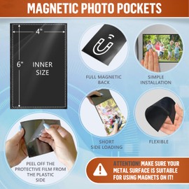 10 Pack 4x6 Magnetic Picture Frames for Refrigerator - Magnet Picture Frames for Fridge - Clear Magnetic Photo Sleeve 4 x 6 Magnetic Frame Photo Magnets - Locker Magnets & Decor - Locker Picture Frame